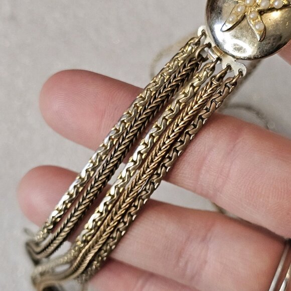 Vintage Lisner Mixed Metal Multi-strand Necklace Starfish Clasp Gold Tone 15 in - Picture 4 of 13